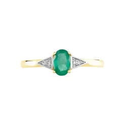 Bague Solitaire Ludmilla Or Jaune Emeraude Et Diamant