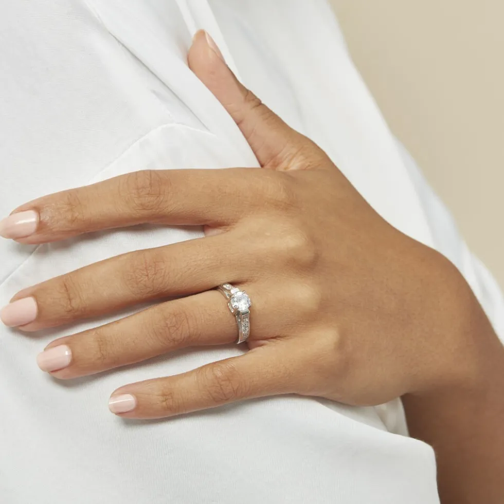 Bague Solitaire Mady Argent Blanc Oxyde De Zirconium