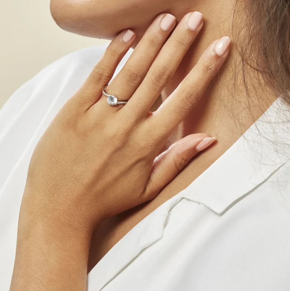 Bague Solitaire Maelane Argent Blanc Oxyde De Zirconium