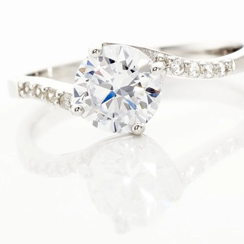 Bague Solitaire Maelane Argent Blanc Oxyde De Zirconium