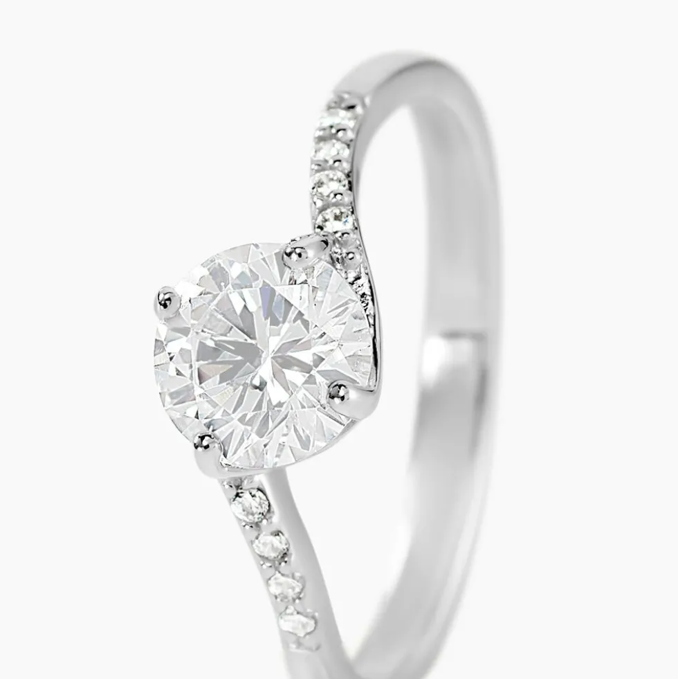 Bague Solitaire Maelane Argent Blanc Oxyde De Zirconium