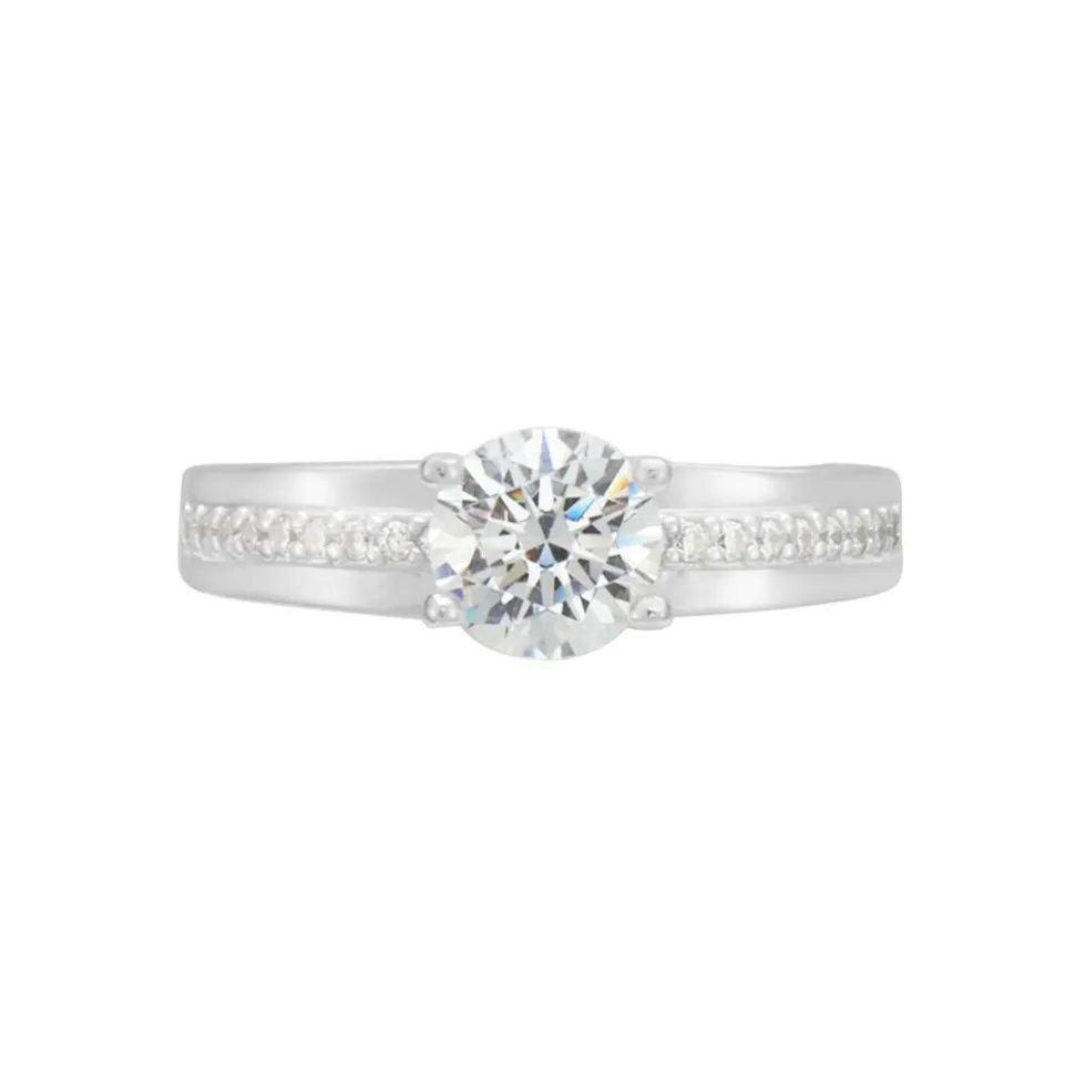 Bague Solitaire Mercan Argent Blanc Oxyde De Zirconium