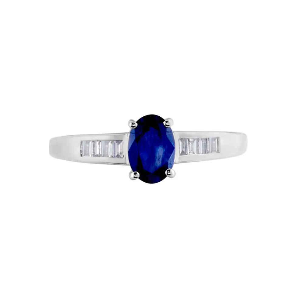 Bague Solitaire Or Blanc Bilel Saphir Et Diamants