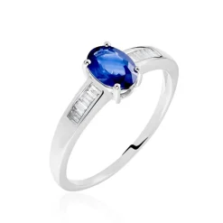 Bague Solitaire Or Blanc Bilel Saphir Et Diamants