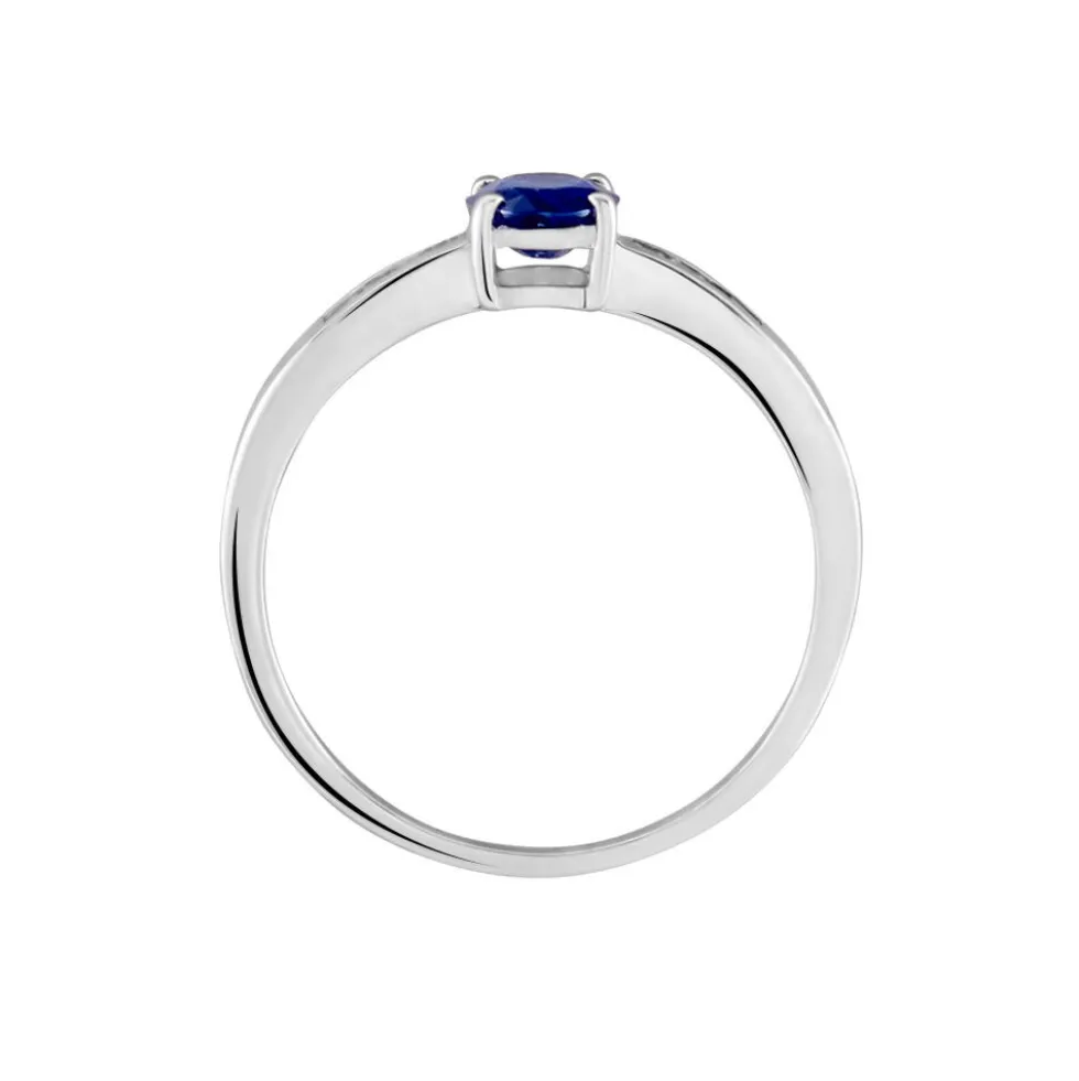 Bague Solitaire Or Blanc Bilel Saphir Et Diamants