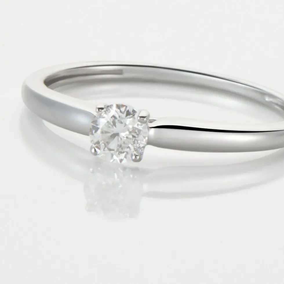 Bague Solitaire Or Blanc Flora Diamant