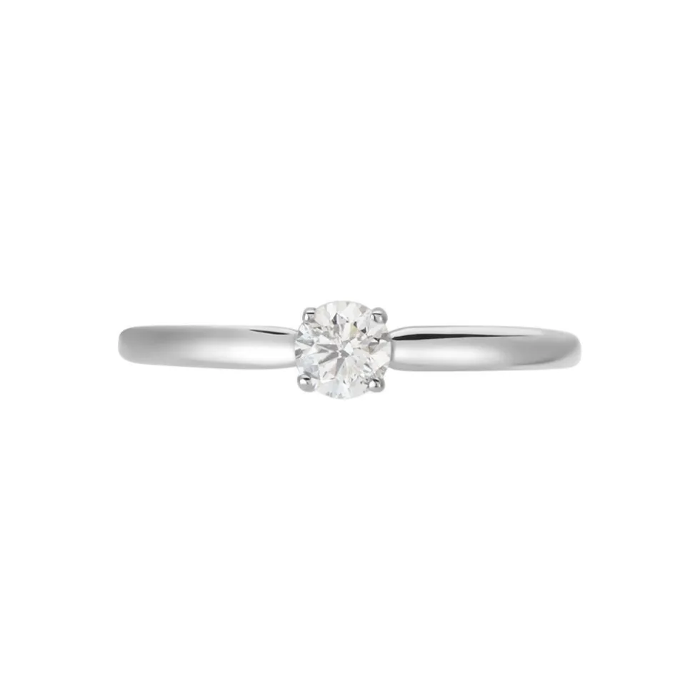 Bague Solitaire Or Blanc Flora Diamant