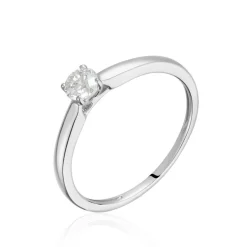 Bague Solitaire Or Blanc Flora Diamant
