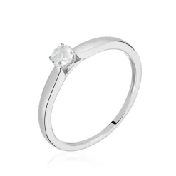 Bague Solitaire Or Blanc Flora Diamant