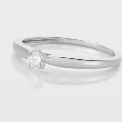 Bague Solitaire Or Blanc Flora Diamant