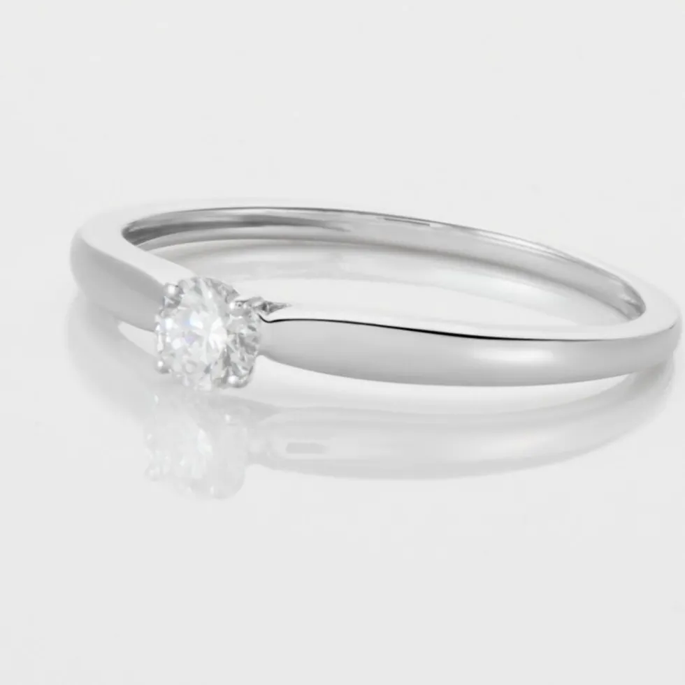 Bague Solitaire Or Blanc Flora Diamant