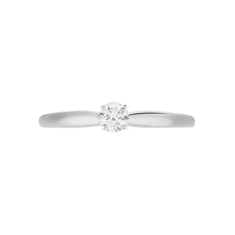 Bague Solitaire Or Blanc Flora Diamant