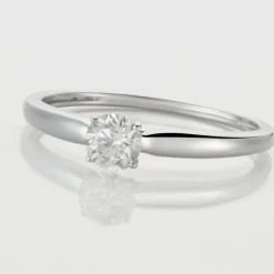 Bague Solitaire Or Blanc Flora Diamant