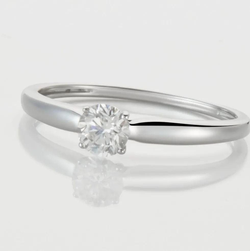 Bague Solitaire Or Blanc Flora Diamant