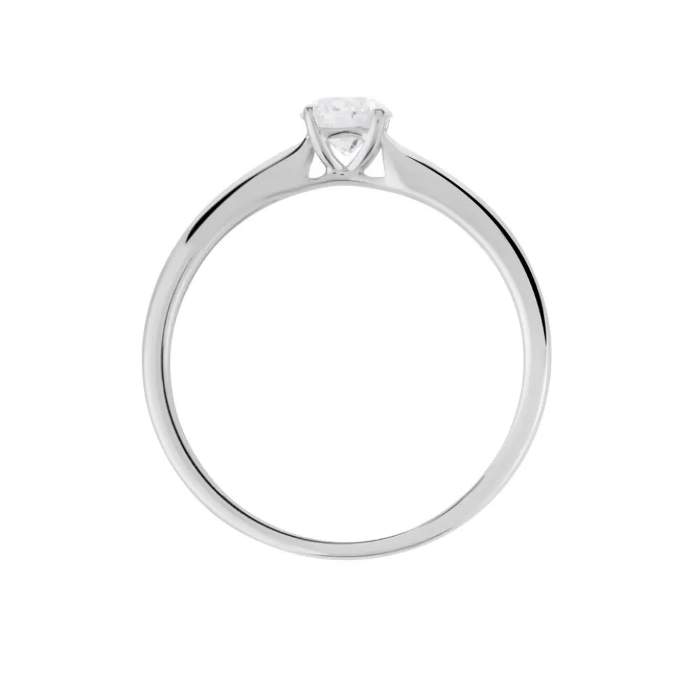 Bague Solitaire Or Blanc Flora Diamant