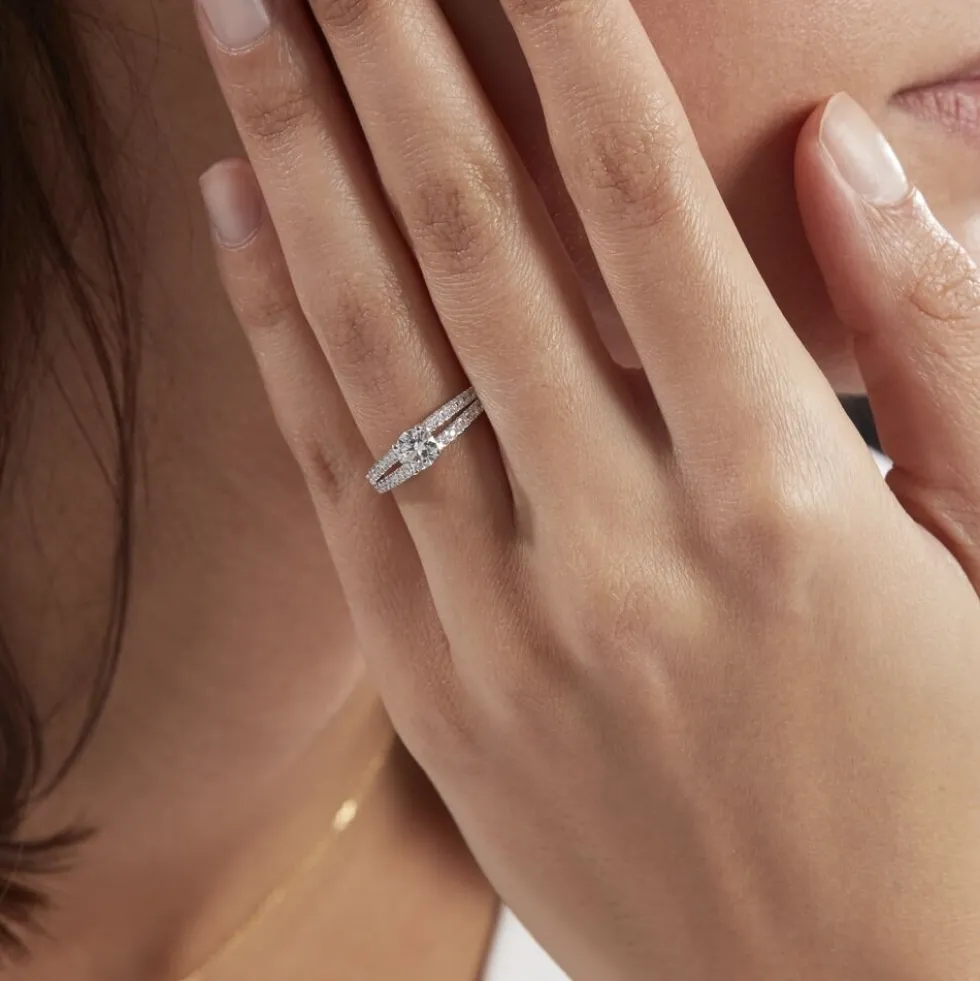 Bague Solitaire Or Blanc Neirin Diamants Synthétiques
