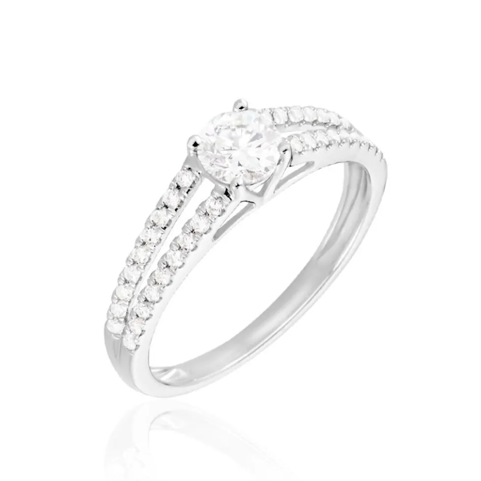 Bague Solitaire Or Blanc Neirin Diamants Synthétiques