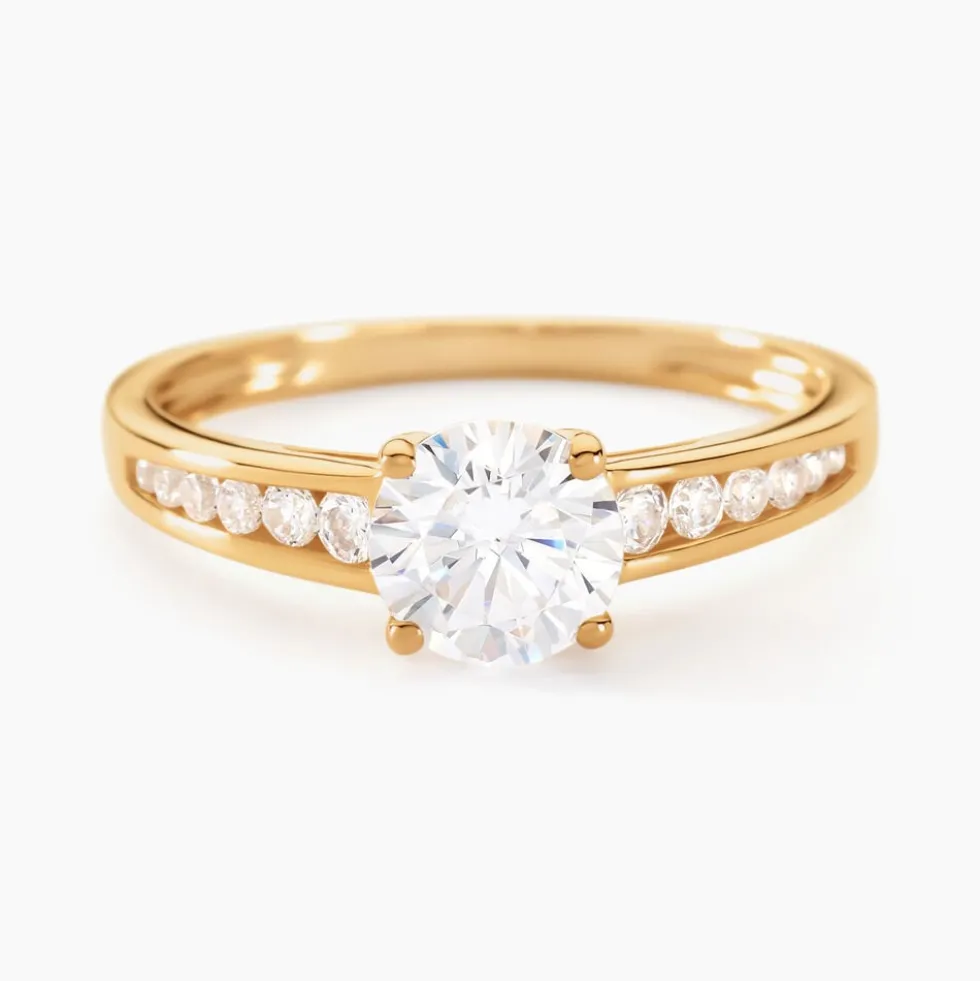 Bague Solitaire Or Jaune Oxyde De Zirconium