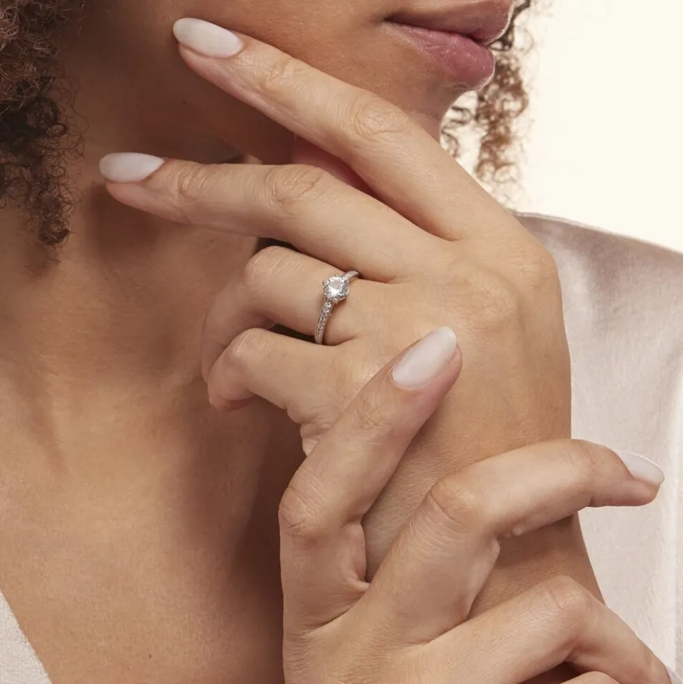 Bague Solitaire Or Jaune Telesphore Oxyde De Zirconium
