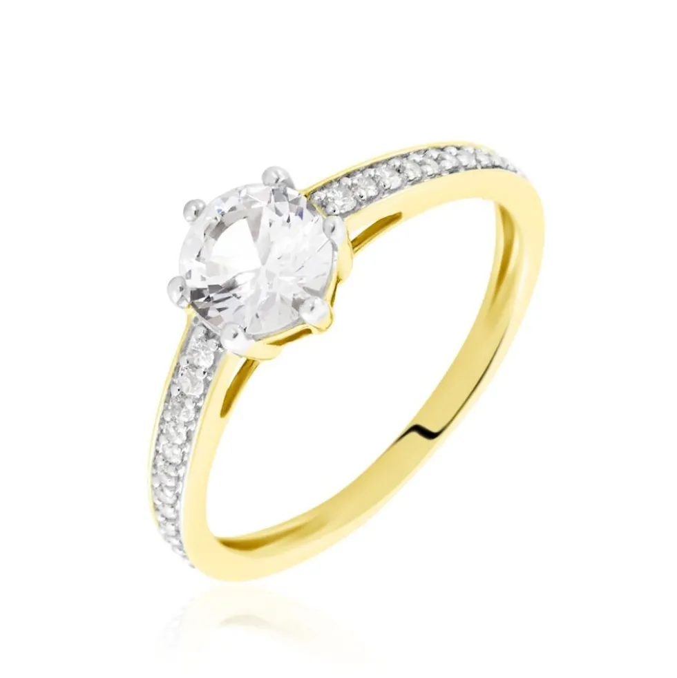 Bague Solitaire Or Jaune Telesphore Oxyde De Zirconium