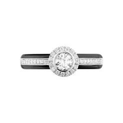 Bague Solitaire Solitaire Argent Blanc Céramique Et Oxyde De Zirconium