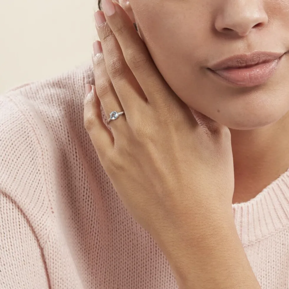 Bague Tarente Or Blanc Topaze Et Oxyde De Zirconium
