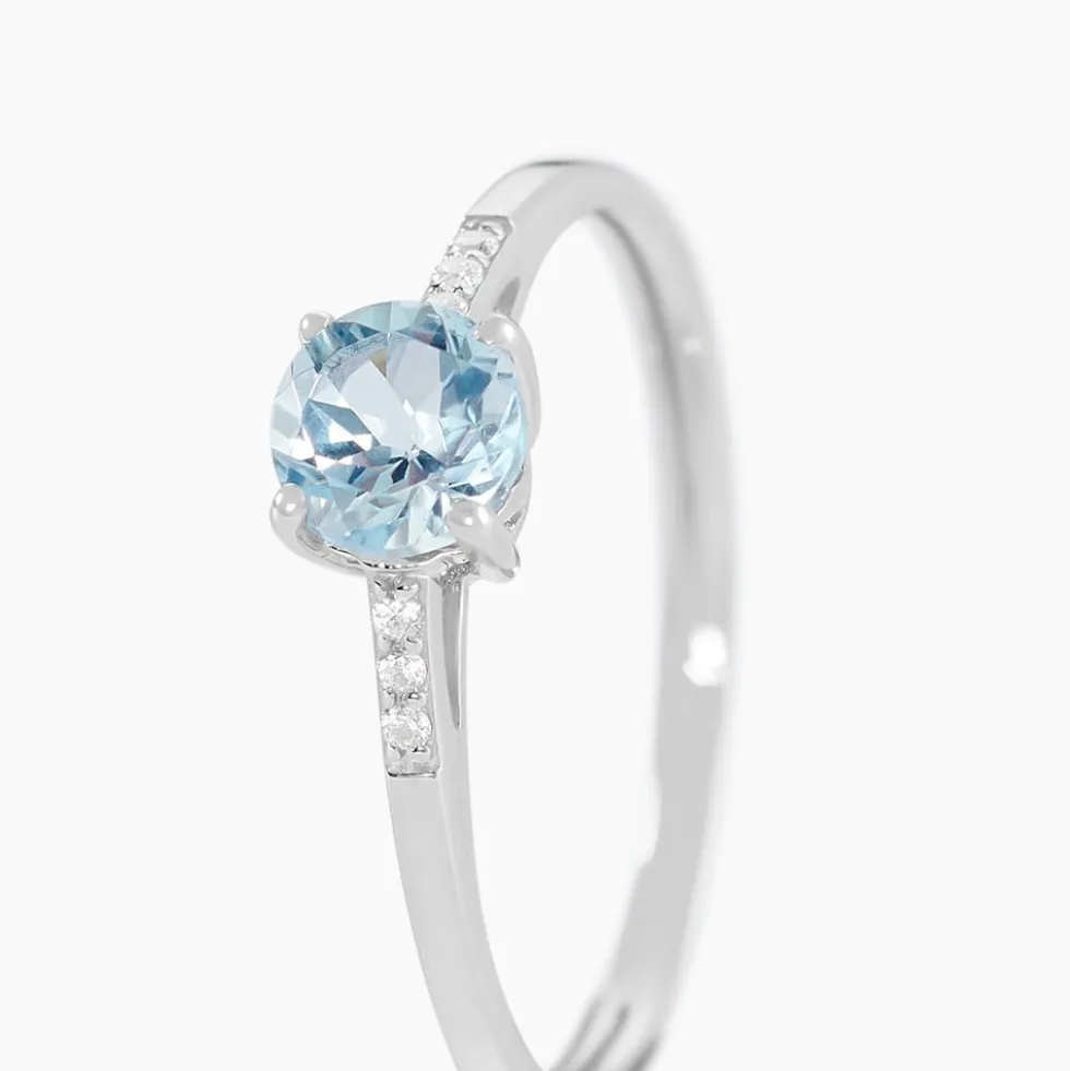 Bague Tarente Or Blanc Topaze Et Oxyde De Zirconium