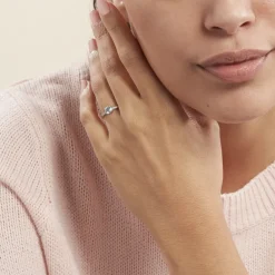 Bague Tarente Or Blanc Topaze Et Diamant