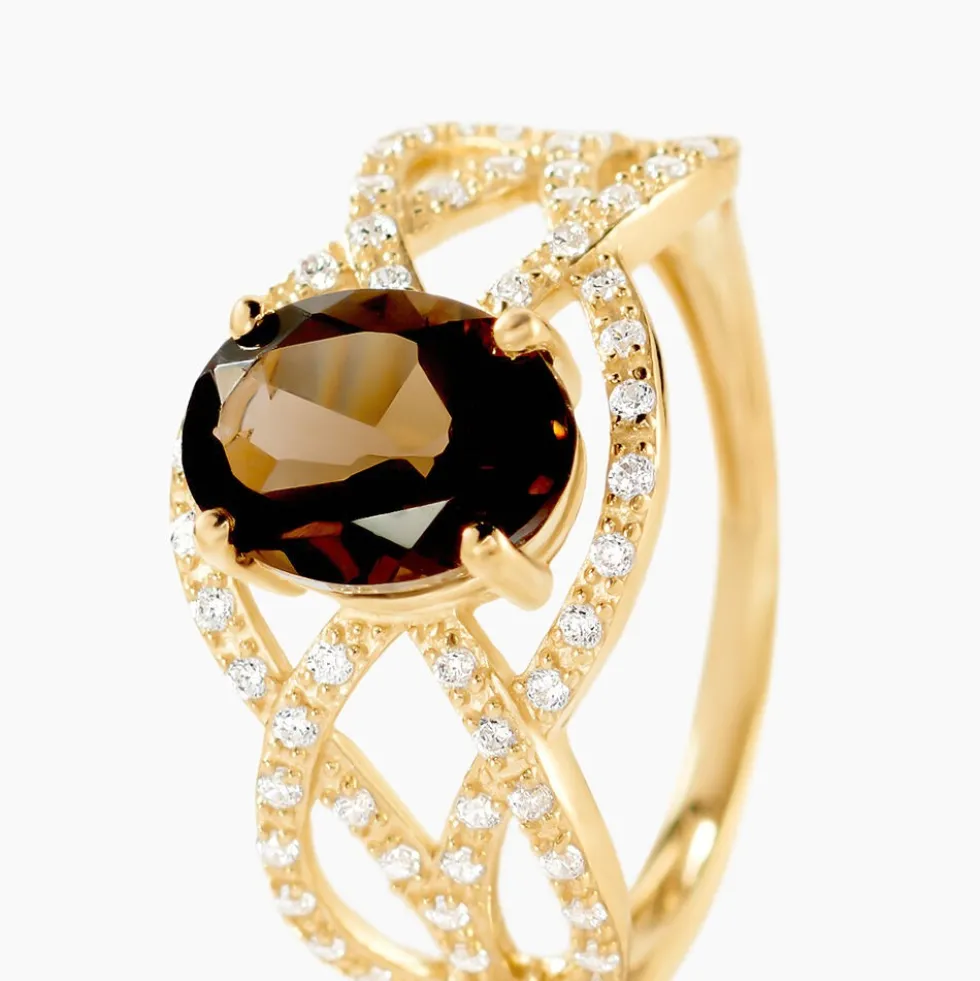 Bague Tina Or Jaune Quartz Et Oxyde De Zirconium