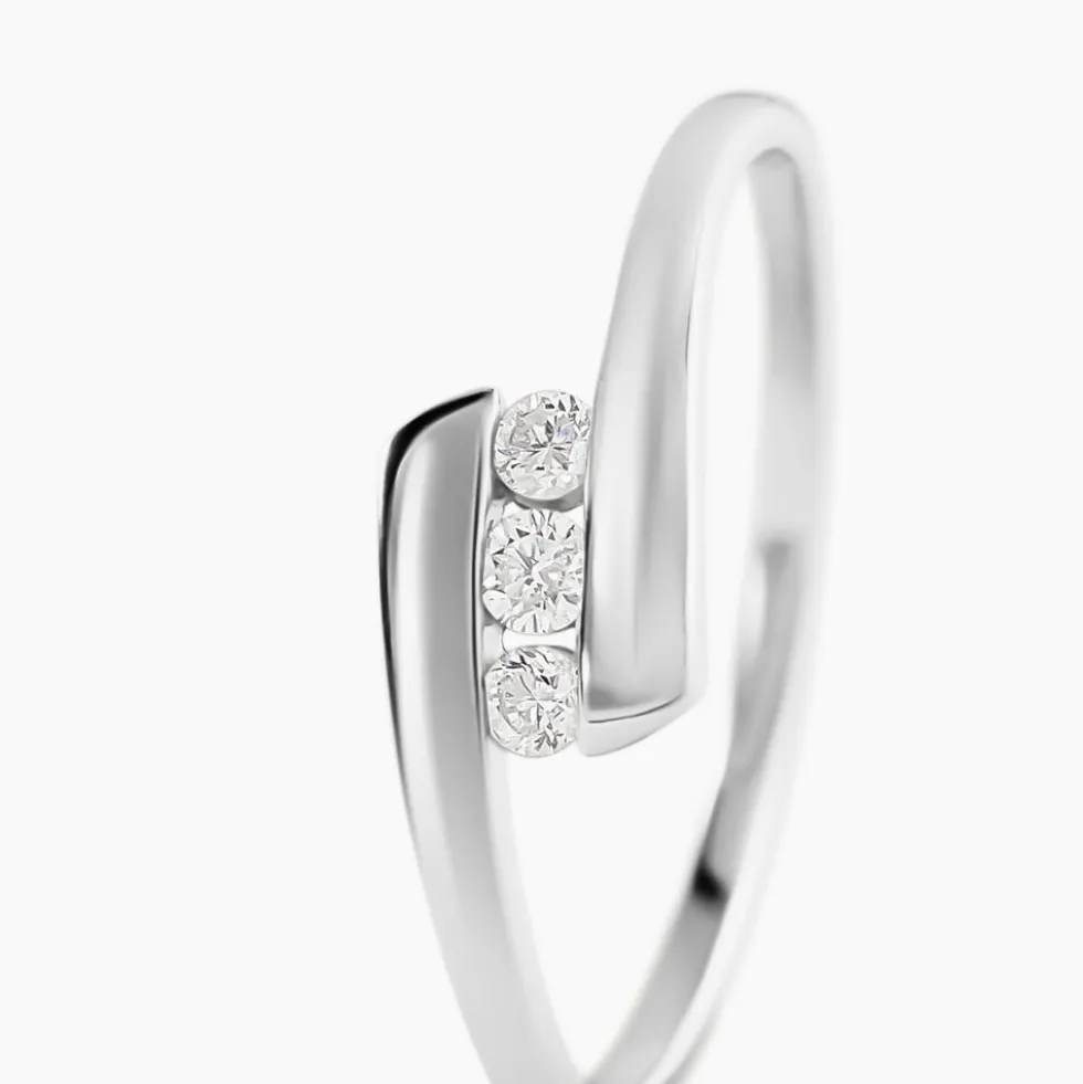 Bague Trilogie Or Blanc Diamant