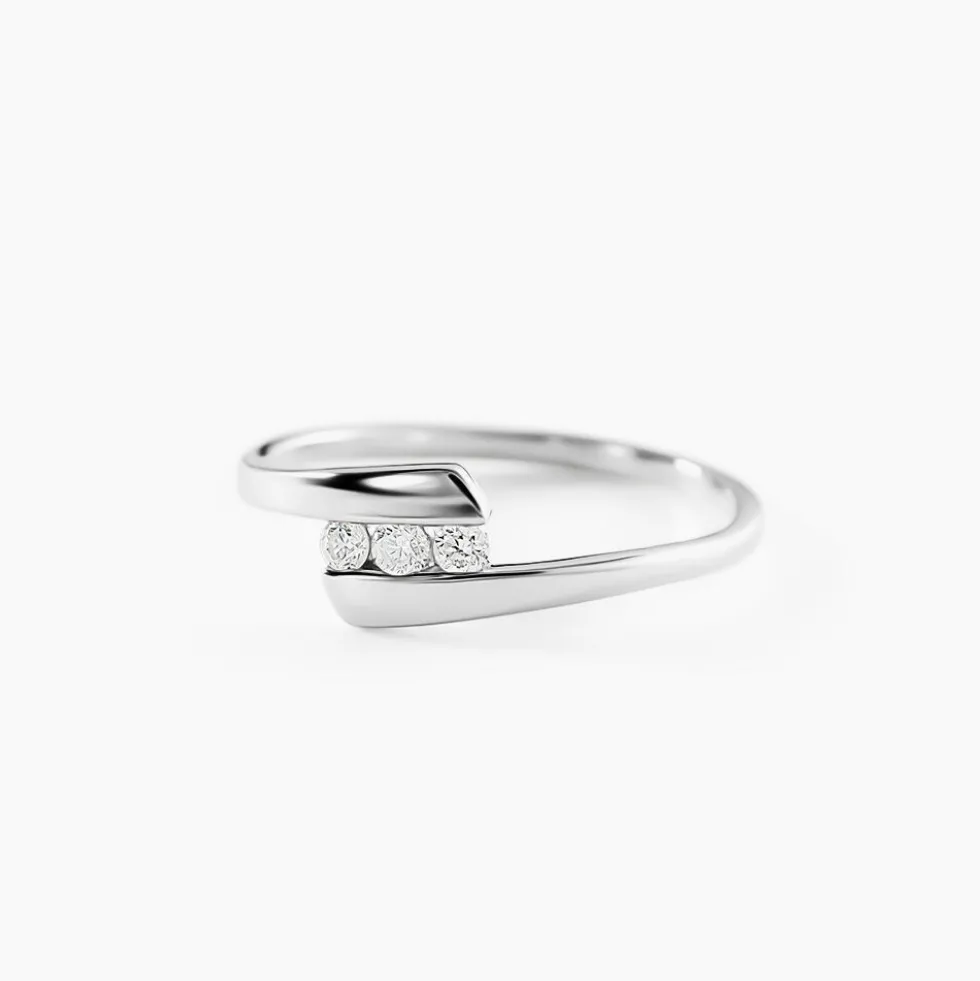 Bague Trilogie Or Blanc Diamant