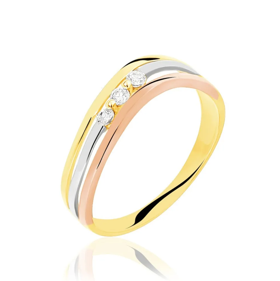Bague Troyen Or Tricolore Diamant