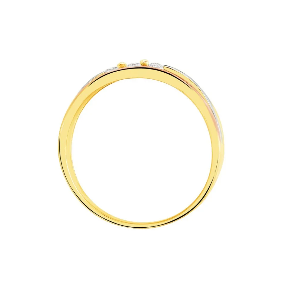 Bague Troyen Or Tricolore Diamant