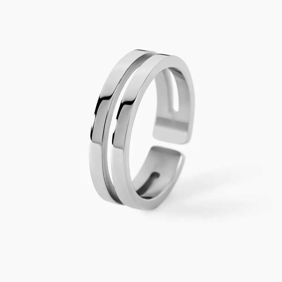 Bague Valen Acier Blanc Sans Pierre