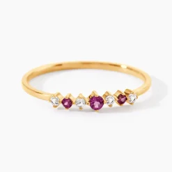 Bague Valora Or Jaune Rhodolite Oxyde De Zirconium