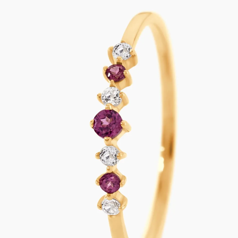 Bague Valora Or Jaune Rhodolite Oxyde De Zirconium