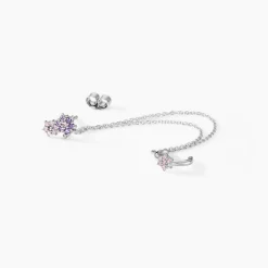 Bijou D'oreille Unitaire Grimpant Argent Blanc Oxyde De Zirconium