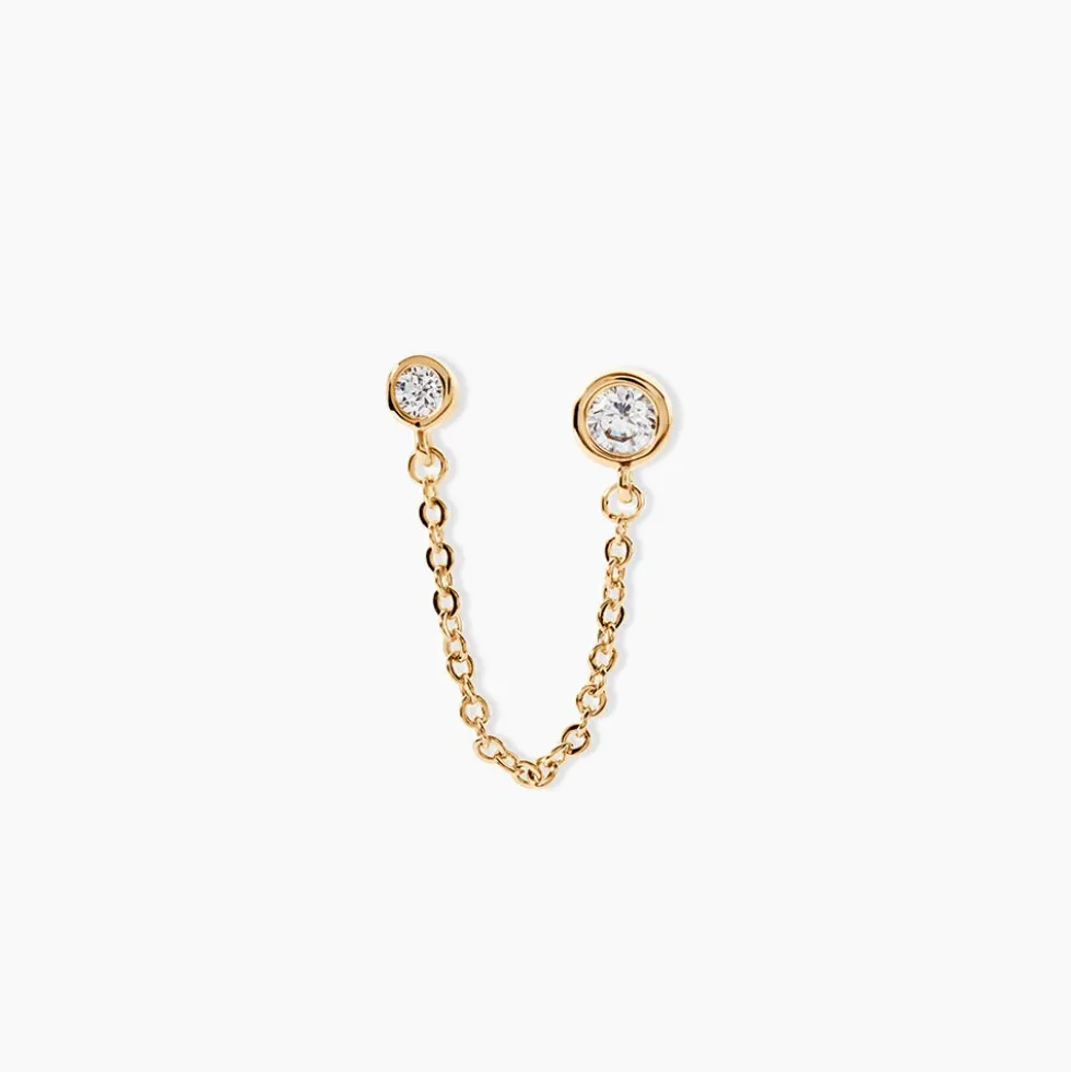 Bijou D'oreille Unitaire Jacinda Plaqué Or Jaune Oxyde De Zirconium