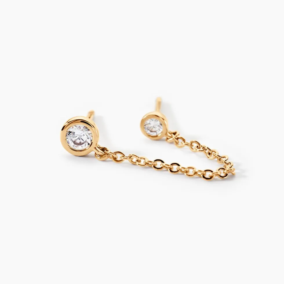 Bijou D'oreille Unitaire Jacinda Plaqué Or Jaune Oxyde De Zirconium