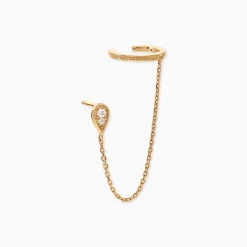Bijou D'oreille Unitaire Karolina Plaqué Or Jaune Oxyde De Zirconium