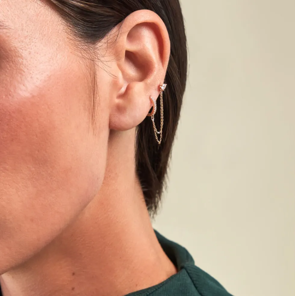 Bijou D'oreille Unitaire Michi Or Jaune Oxyde De Zirconium