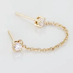 Bijou D'oreille Unitaire Pendante Plaqué Or Jaune Dofi Oxyde