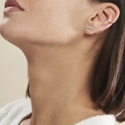 Bijou D'oreille Unitaire Argent Blanc Atara Oxydes De Zirconium