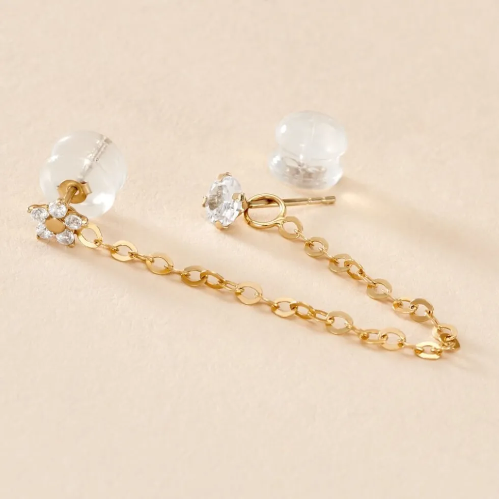 Bijou D'oreille Unitaire Candia Or Jaune Oxyde De Zirconium