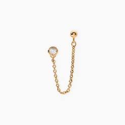 Bijoux D'oreille Unitaire Pendante Plaqué Or Jaune Dofi Oxyde