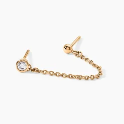 Bijoux D'oreille Unitaire Pendante Plaqué Or Jaune Dofi Oxyde