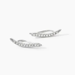 Bijoux D'oreilles Grimpants Gracelle Argent Blanc Oxyde De Zirconium