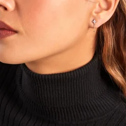 Bijoux D'oreilles Lumiere Or Jaune Oxyde De Zirconium