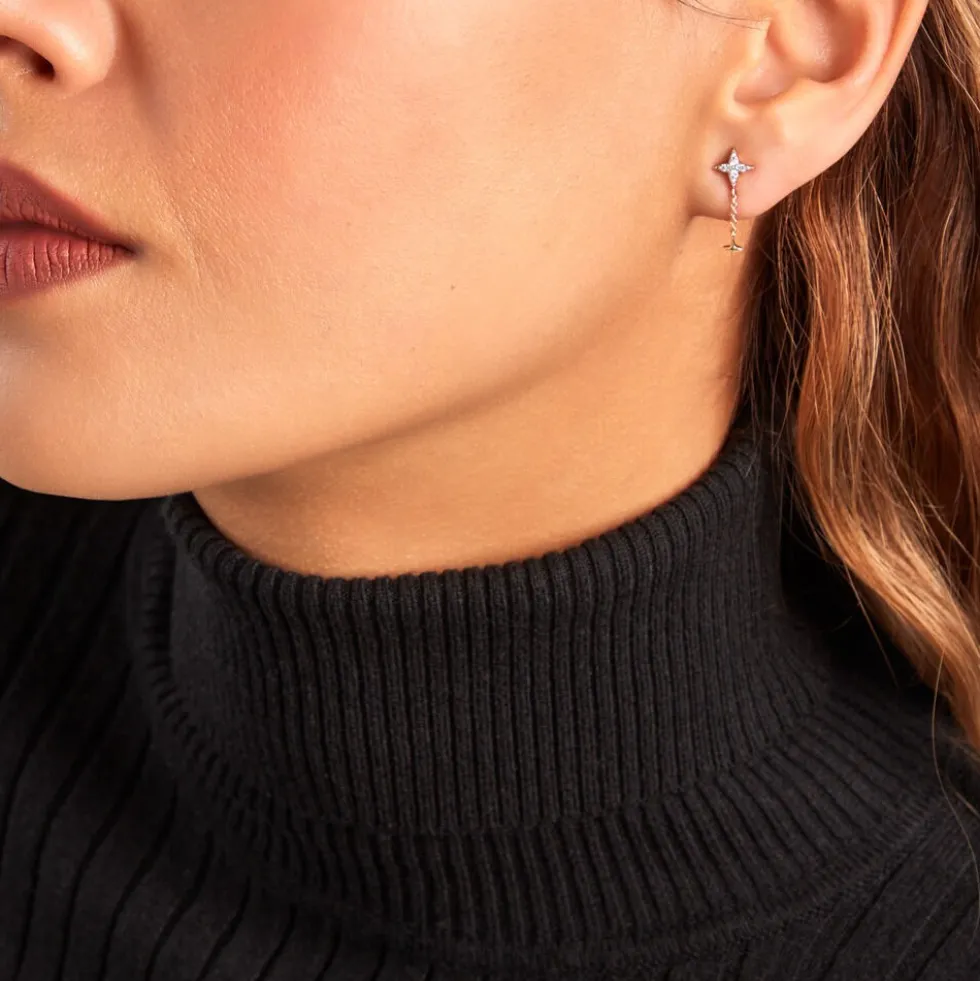 Bijoux D'oreilles Lumiere Or Jaune Oxyde De Zirconium
