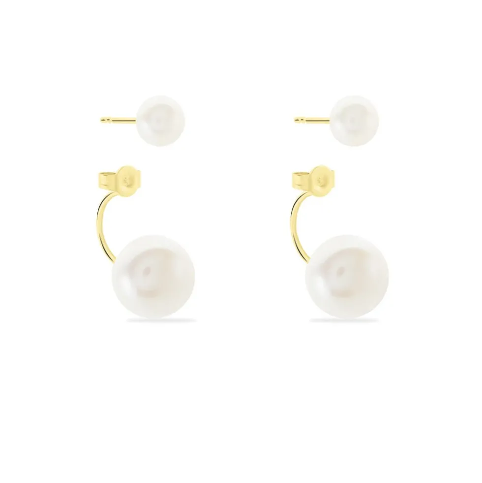 Bijoux D'oreilles Metisse Or Jaune Perle De Culture